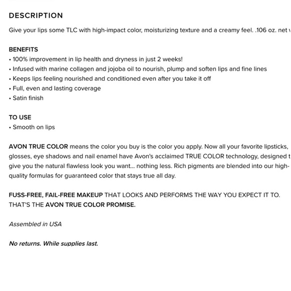 AVON TRUE COLOR LIPSTICK RUBY KISS - Picture 5 of 5